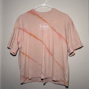 Nike Pink and Orange Diagonal Tie-Dye Short Sleeve Tee